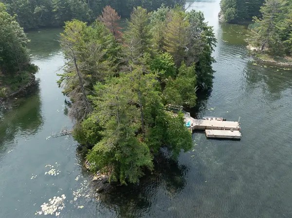 $998K for an island with gardens and two docks near the Thousand Islands