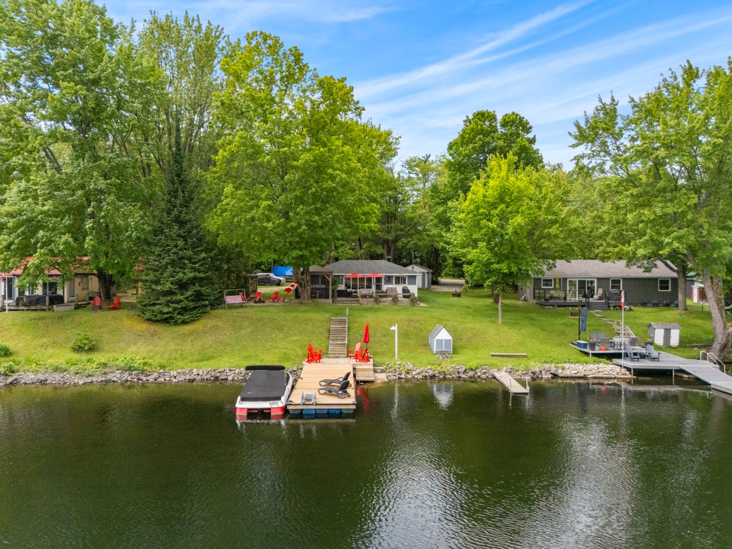 $389K for a three-season Severn cottage with a lakeside gazebo and a custom fire pit