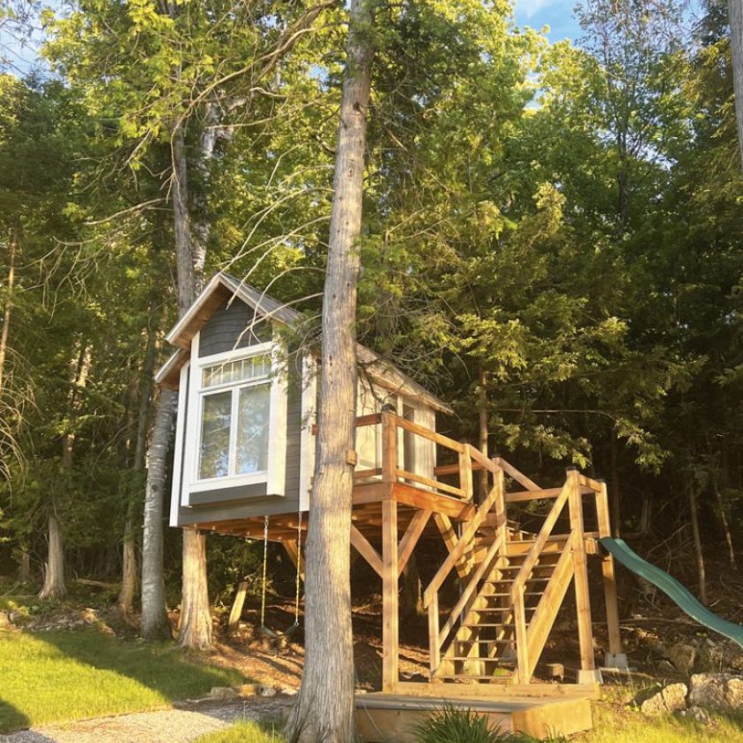 This cottager created more storage space and an awesome hang out for his kids with a treehouse bunkie
