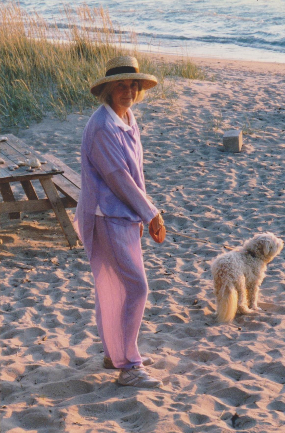 Marilyn Dunlop at Bruce Beach with her dog Scooter